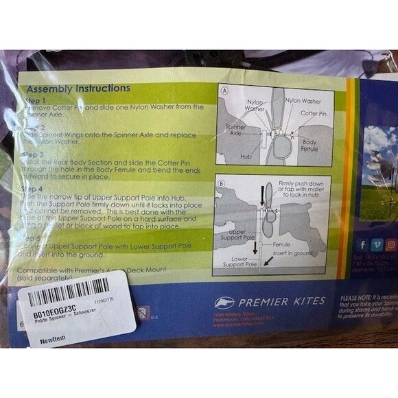 Premier Kites SCHNAUZER Dog Petite Garden Wind‎ Spinner NEW - Picture 6 of 6